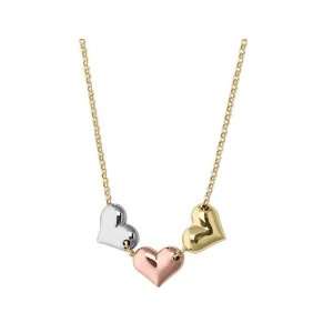    Tri Color Heart Pendant in 14K Yellow, White and Pink Gold Jewelry