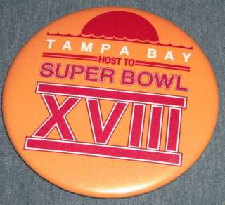 Vintage 1984 Super Bowl XVIII Tampa Bay Pinback Button  