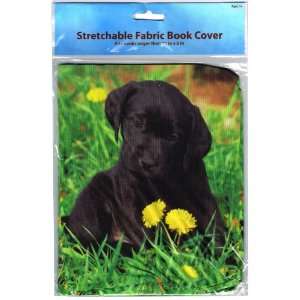   : Stretchable Black Labrador Puppy Fabric Book Cover: Office Products