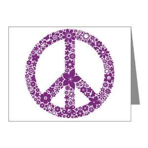   Note Cards (10 Pack) Flowered Peace Symbol Pur 