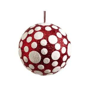  4 Polka Dot Ball Ornament Red White (Pack of 12)
