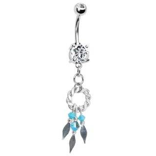 Handcrafted Native American Turquoise Crystal Dreamcatcher Belly Ring