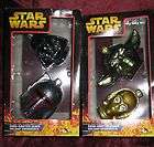   Wars Glass Ornaments 2005 Yoda C3PO Darth Vader Boba Fett NEW in Box