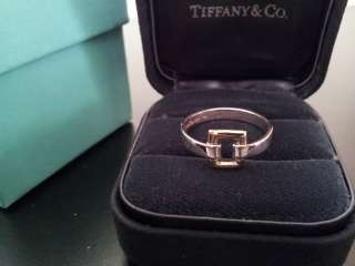 TIFFANY & CO 18K GOLD BUCKLE 925 STERLING SILVER RING SIZE 9.5 