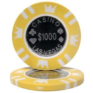  15 Gram Crowns Coin Inlay Poker Chips: $1000: Sports 