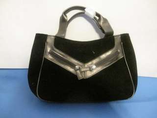   , metallic grey & black, never used, clutch style purse with handles