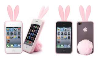 Cute Pink Korean 3D Rabbit Rubber Case Cover   Iphone 4  