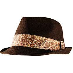 Yesac Unisex Brown Wool Paisley Fedora Hat  