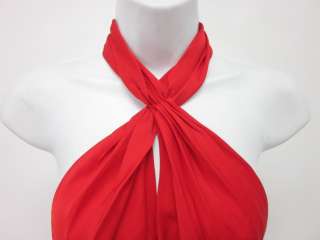 ELIE TAHARI Red Silk Halter Top Blouse Shirt Sz M  