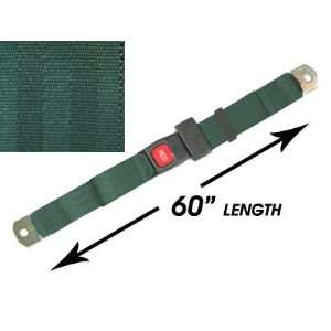 2 point Lap Seat Belt, Dark Green, 60 Inch Length with 