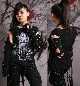 women men nana japan visual kei punk Skull printing rock tee shirt top 
