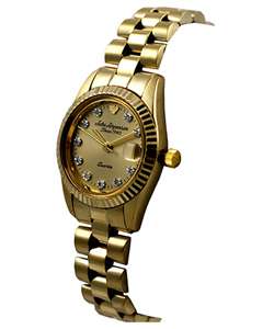 Jules Jurgensen Womens Goldtone 10 Diamond Watch  