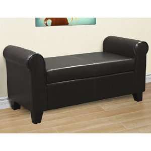   Elegant Armed Leather Ottoman with Storage Bench Chair: Home & Kitchen