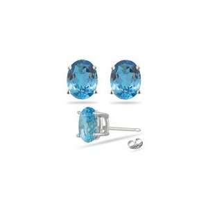  10.70 Ct Swiss Blue Topaz Stud Earrings in Platinum 