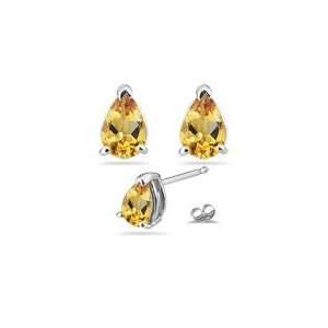  1.08 Ct Citrine Stud Earrings in 14K White Gold Jewelry