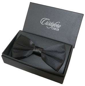 Brand New 100% Noble Silk Black Formal Pretied Bow Tie  