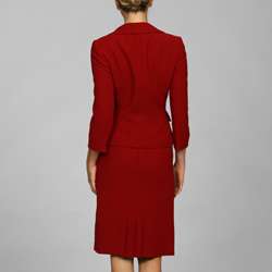 Tahari ASL Womens Portrait Collar Red Skirt Suit  Overstock