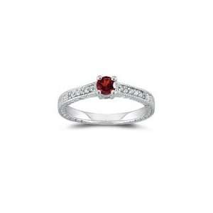  0.08 Cts Diamond & 0.29 Cts Garnet Ring in 14K White Gold 