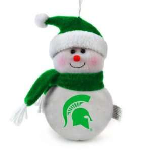 MICHIGAN STATE SPARTANS SNOWMAN CHRISTMAS ORNAMENTS (4)  