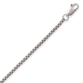925 Sterling Silver Oxidized Rounded Box Chain Necklace  