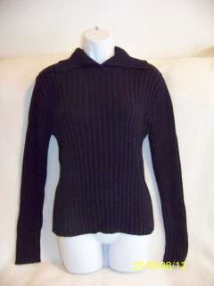 NEW mock neck split black rib sweater junior sz L  