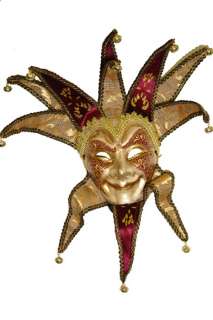 Mardi Gras Golden Age Jester Halloween Mask  