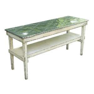 Twos Company Harvest Metal Top Antiqued Rectangle Table:  
