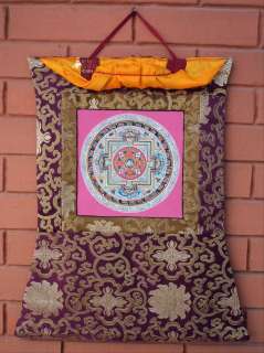 TH08 Kalash Purple Mandala Brocade Tibetan Thangka Painting  