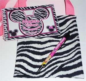   Disney Pink Zebra MICKEY & MINNIE Mouse Autograph Book/Bag/Pen NEW