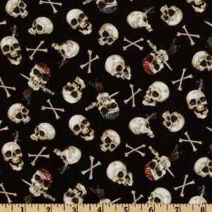   44 Wide Bone Heads Black Fabric By The Yard Arts, Crafts & Sewing