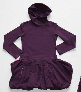 Jottum Purple Bubble Hem Knit Drop Waist Hooded Santana Dress Leggings 