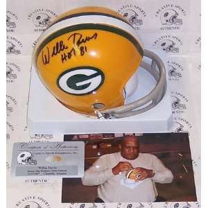 Willie Davis Autographed Green Bay Packers Mini 2 Bar Football Helmet 