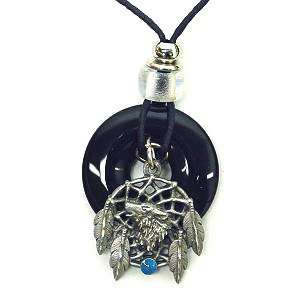  Onyx and Diamond Cut Necklace  Wolf Dream Catcher