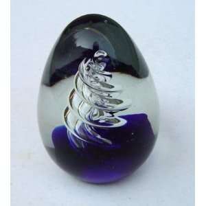  Paperweight Glass Egg Shaped   Twists Blue Everything 