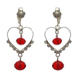  Jovial Silver Ruby Crystal Clip On Earrings Jewelry