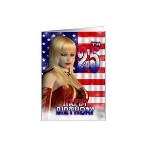  Happy 25th Birthday, American Flag, USA Card Toys & Games