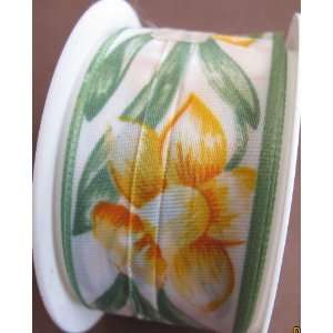 Great Buy Craft Ribbon Trim: White Ribbon w Flowers   6 1/2 Feet Long 