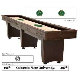 SB12 CCS 12 Cinnamon Finish Shuffleboard Table with Colorado State 