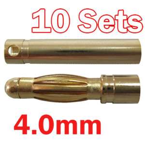 10X sets 4.0mm 4mm Gold Bullet Connector RC battery ESC  
