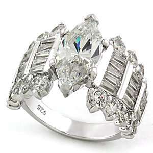 Sterling Silver 2.35 Carats Engagement Ring   AAA Grade Cubic Zirconia 