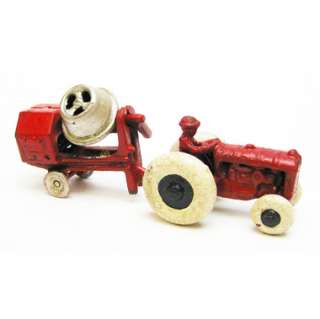   Tractor with Cement Mixer Replica Cast Iron Collectible Farm Toy