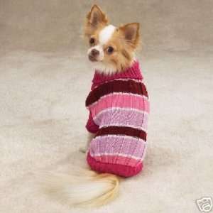 Ribbed Knit PINK Striped Dog Sweater EX SMALL  Kitchen 