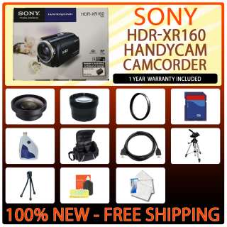 New Sony HDR XR160 Handycam Camcorder w/ 3 Lens Package 027242820081 