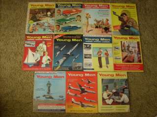 11 Vintage YOUNG MEN Magazine 1956 (Air Trails)  