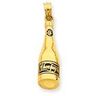   Solid 3 Dimensional Antiqued Champagne Bottle Charm   Measures 28x7mm