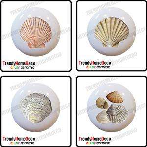   Sea Shells Ceramic Knobs Pull Kitchen Drawer Cabinet Vanity 236  