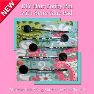 10 Hair Bobby Pins w/ 8mm Glue Pad (5 Pairs)  