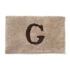   Cotton Monogram Letter G Bath Rug, Brown in Taupe, 21 by 34 Inch