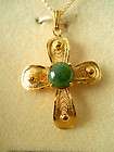 CROSS WITH JADE AND CHAIN 12KT GOLD FILLED IN THE BOX 