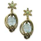 JewelryWeb Brass tone Green and Aqua Crystal Beaded Drop Post Earrings